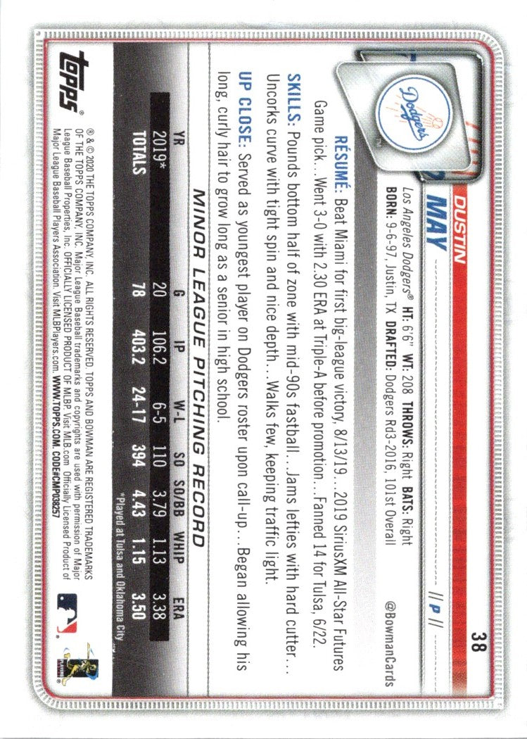 2020 Bowman Dustin May