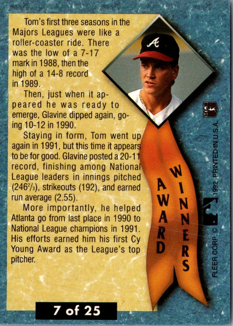 1992 Ultra Award Winners Tom Glavine