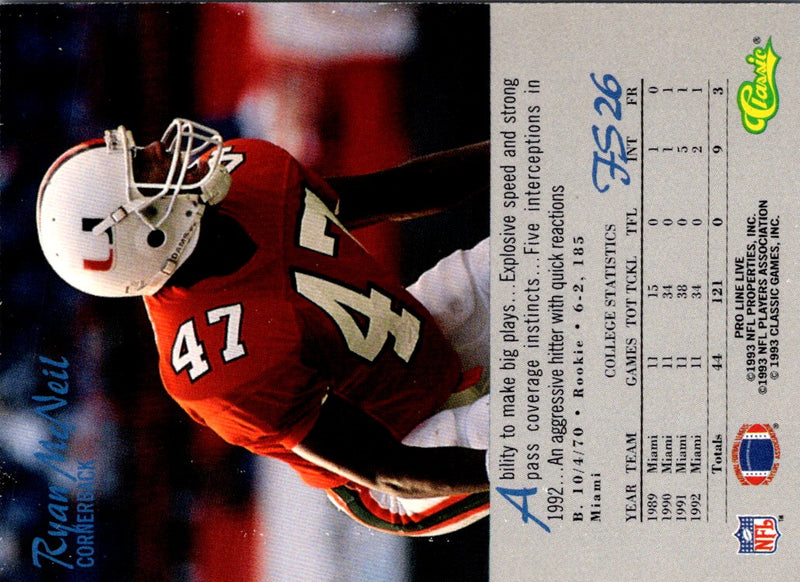 1993 Pro Line Live Future Stars Ryan McNeil