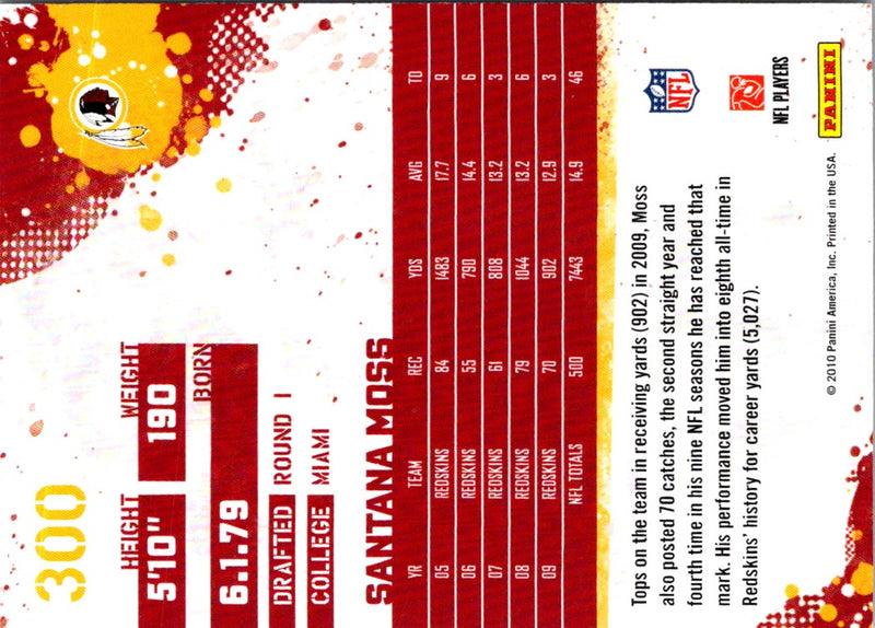 2010 Score Santana Moss