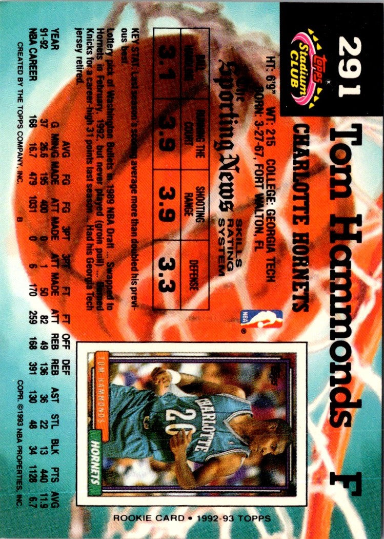 1992 Stadium Club Members Only Tom Hammonds