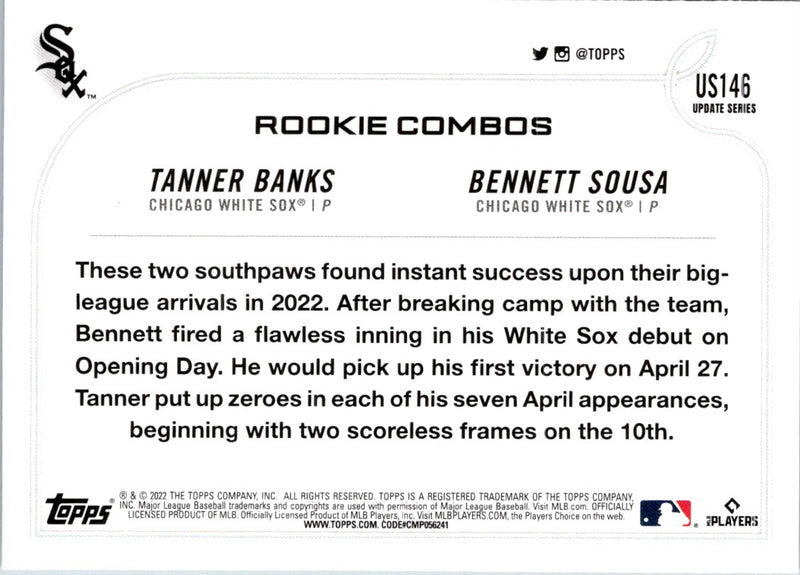 2022 Topps Update Tanner Banks/Bennett Sousa