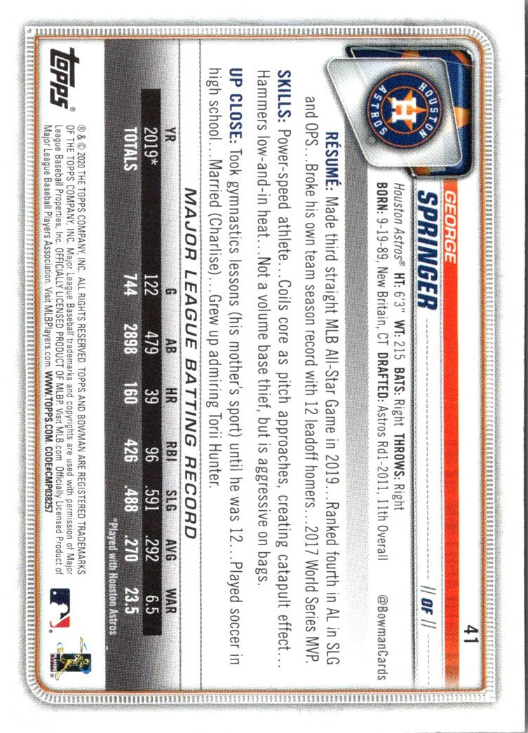 2020 Bowman George Springer