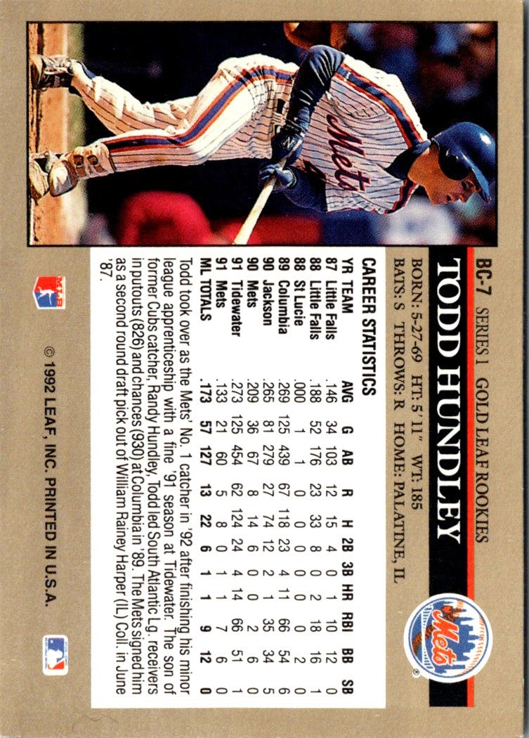 1992 Leaf Gold Rookies Todd Hundley