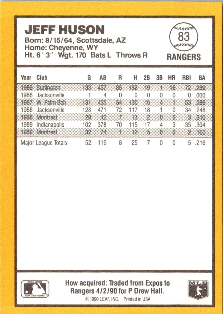 1990 Donruss Best of the AL Jeff Huson