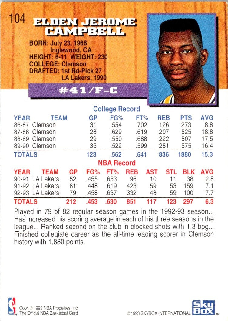 1993 Hoops Elden Campbell