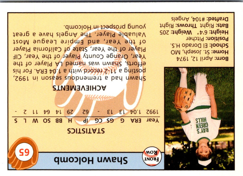1992 Front Row Draft Picks Shawn Holcomb