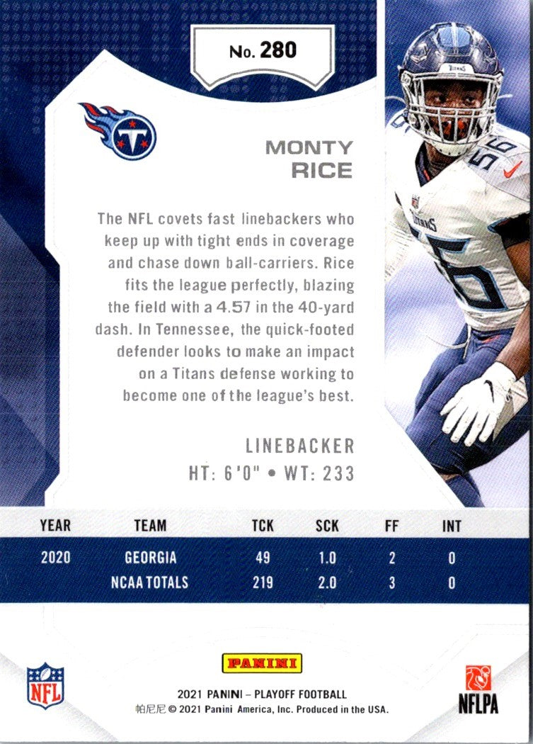 2021 Panini Playoff Monty Rice