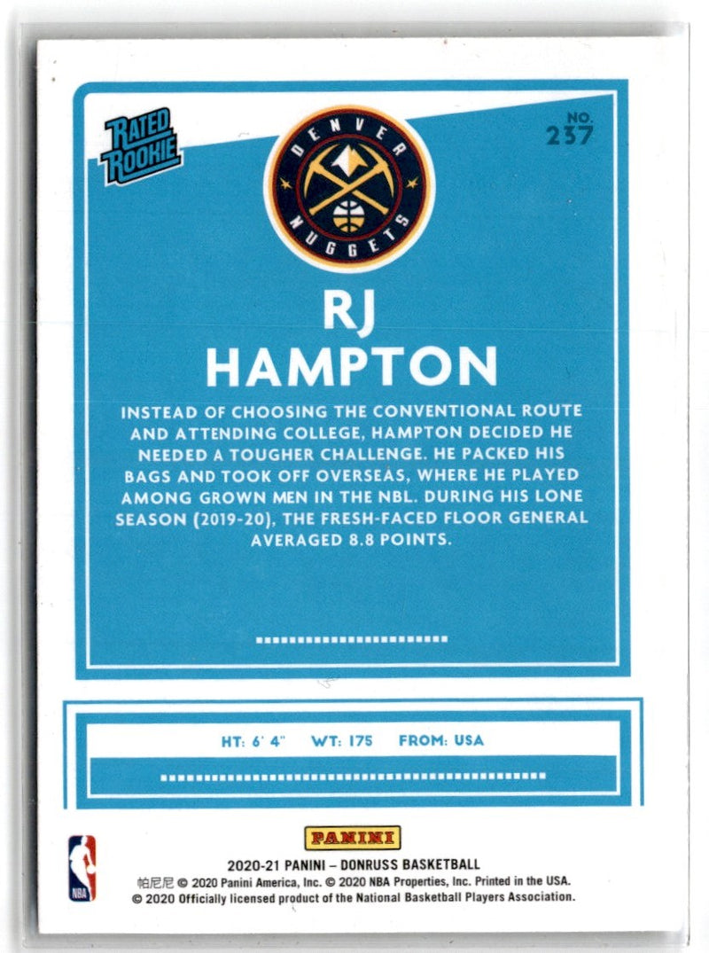 2020 Donruss Rated Rookies RJ Hampton