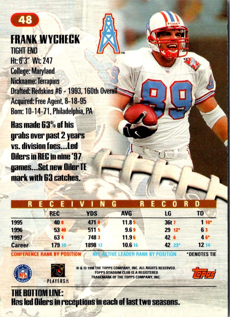 1998 Stadium Club Frank Wycheck