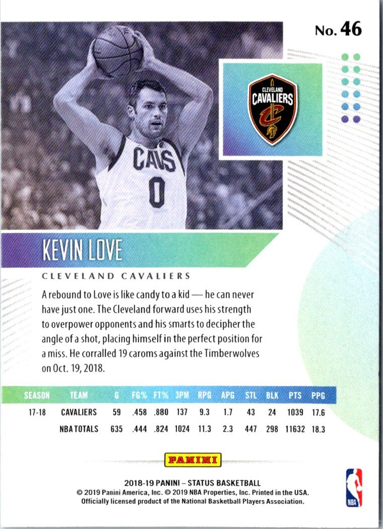 2019 Panini Certified Mirror Blue Kevin Love