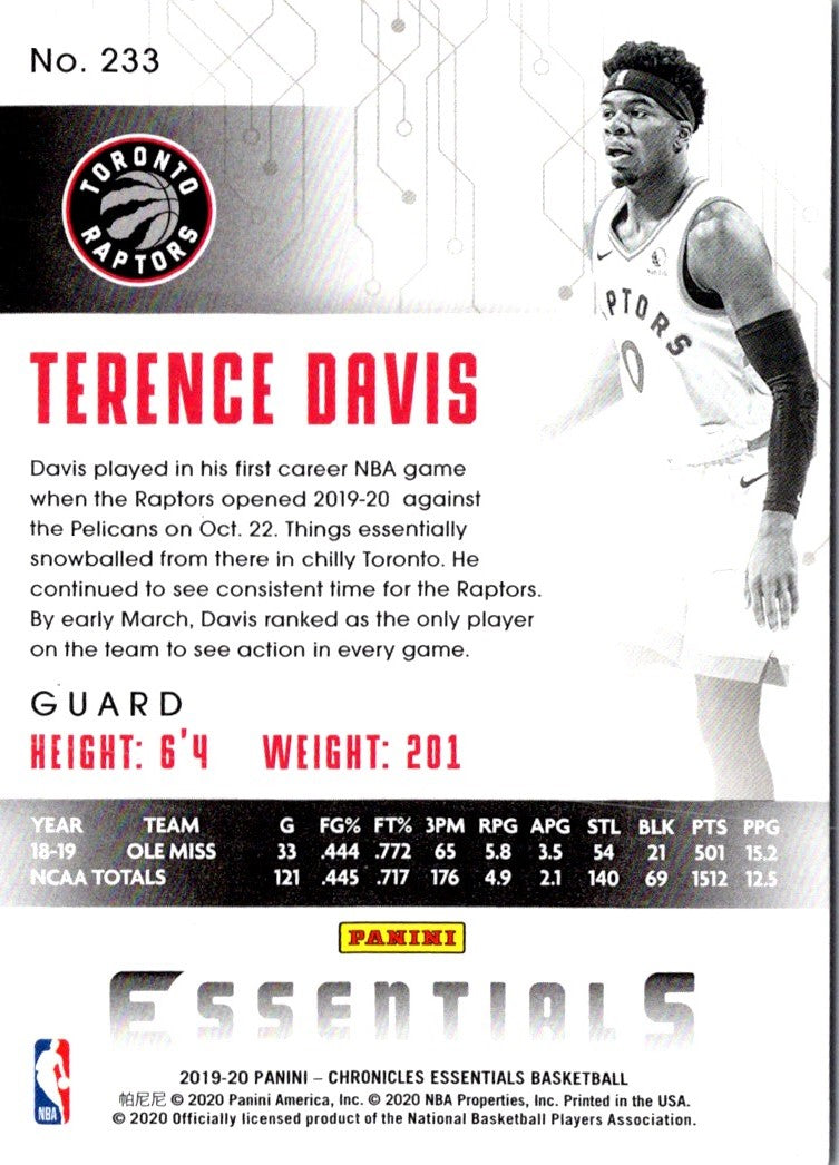 2019 Panini Chronicles Pink Terence Davis