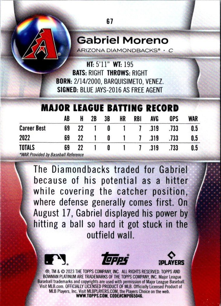 2023 Bowman Platinum Gabriel Moreno