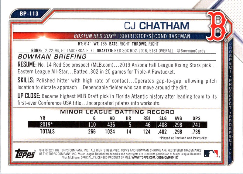 2021 Bowman Draft CJ Chatham