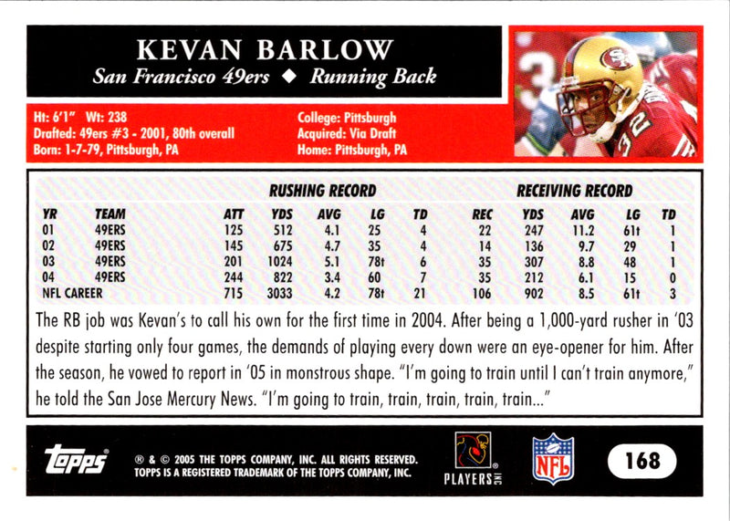 2005 Topps Kevan Barlow