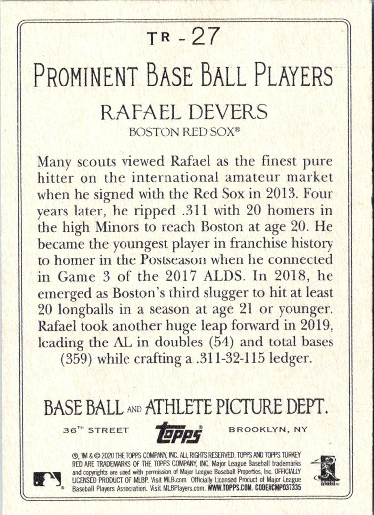 2020 Topps Turkey Red 2020 Rafael Devers