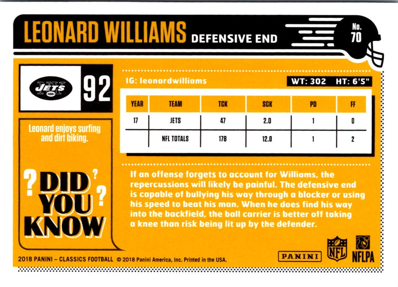 2018 Panini Classics Leonard Williams