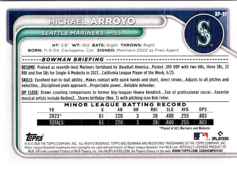 2024 Bowman Michael Arroyo