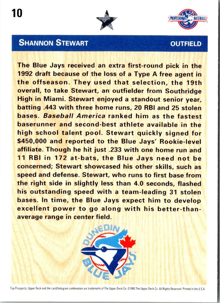 1992 Upper Deck Minors Shannon Stewart