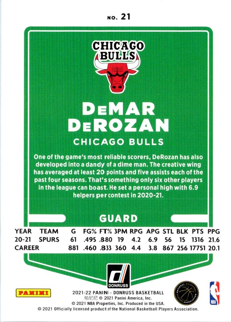 2021 Donruss Holo Red and Gold Laser DeMar DeRozan