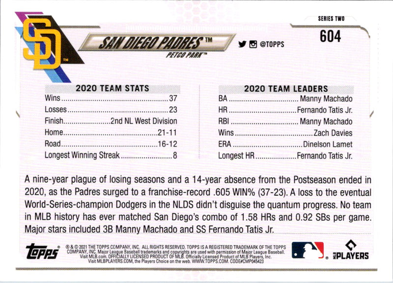 2021 Topps San Diego Padres