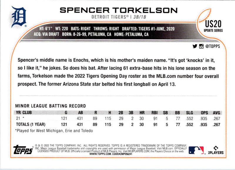 2022 Topps Update Spencer Torkelson