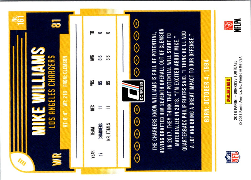 2018 Donruss Mike Williams