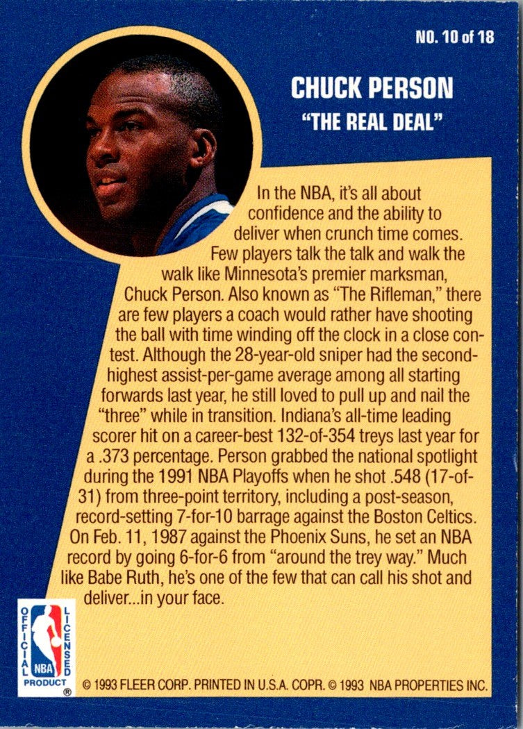 1992 Fleer Sharpshooters Chuck Person
