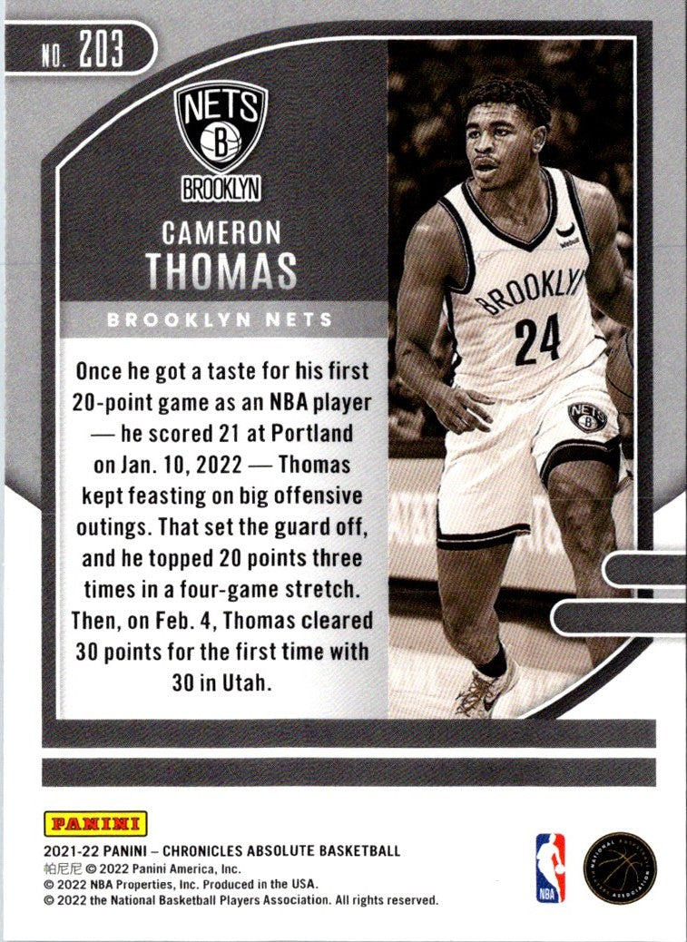 2021 Panini Chronicles Cameron Thomas