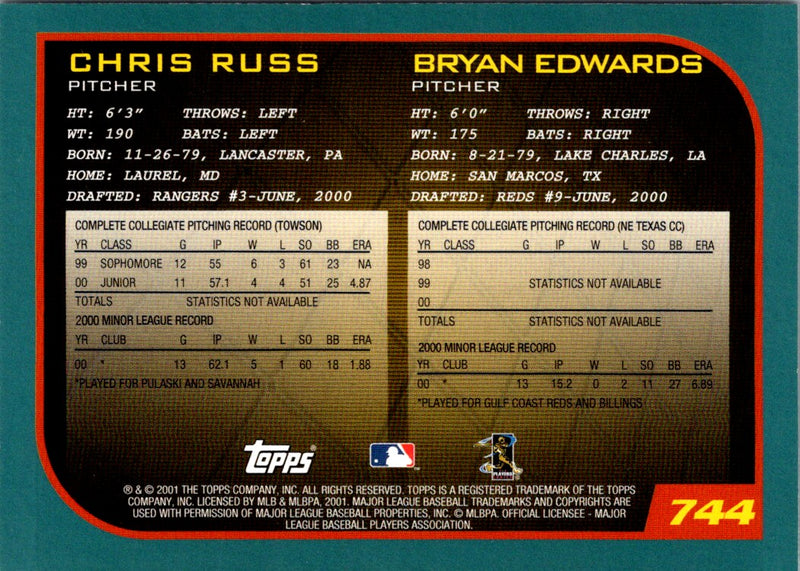 2001 Topps Chris Russ/Bryan Edwards