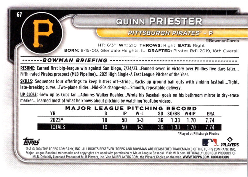 2024 Bowman Quinn Priester