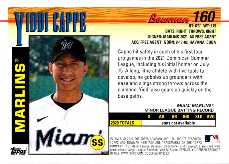 2021 Bowman Heritage Yiddi Cappe