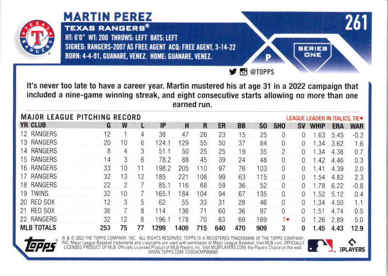 2023 Topps Martin Perez