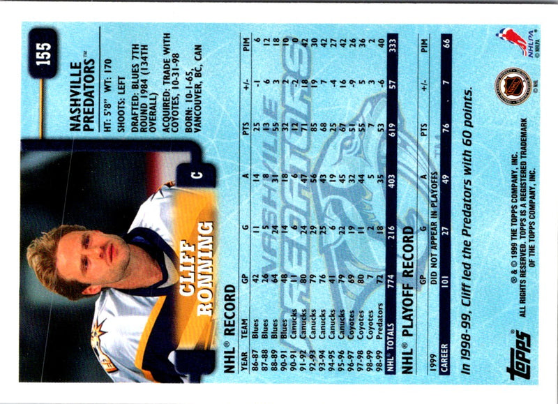 1999 Topps Cliff Ronning