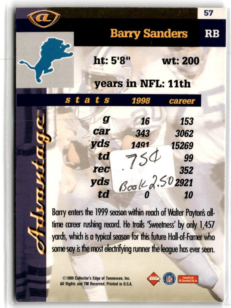 1999 Collector's Edge Millennium Collection Blue Barry Sanders