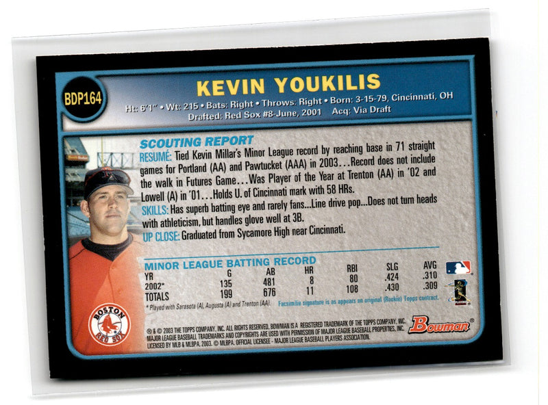 2003 Bowman Draft Chrome Kevin Youkilis