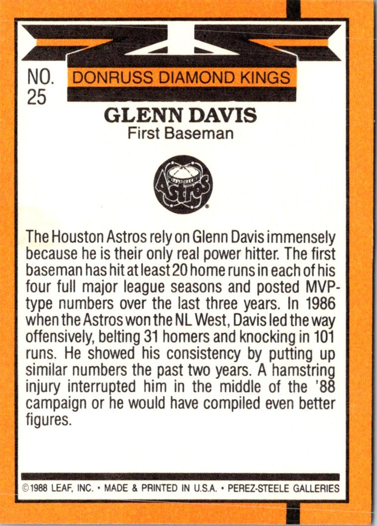 1989 Donruss Super Diamond Kings Glenn Davis