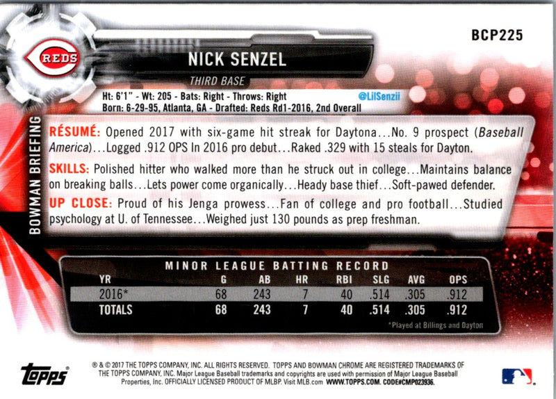 2017 Bowman Chrome Prospects Nick Senzel