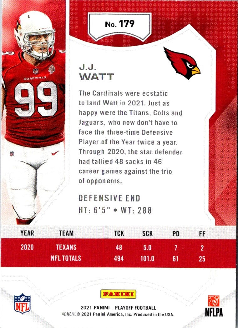 2021 Panini Playoff Red Zone J.J. Watt