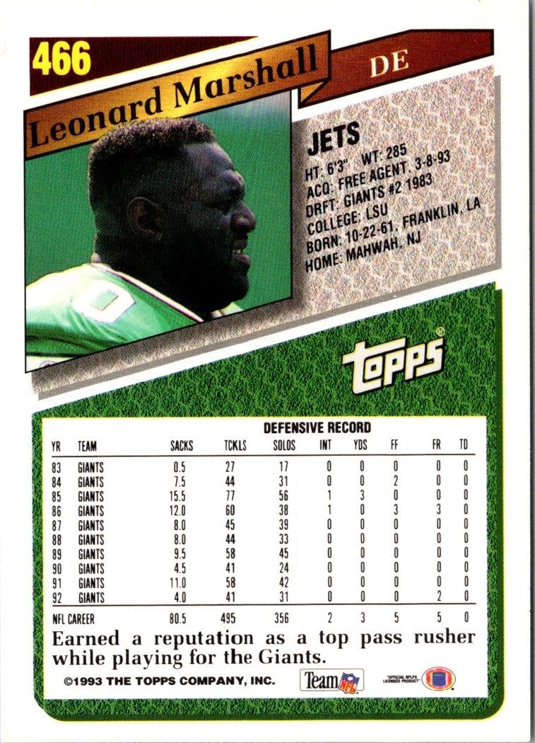 1993 Topps Leonard Marshall