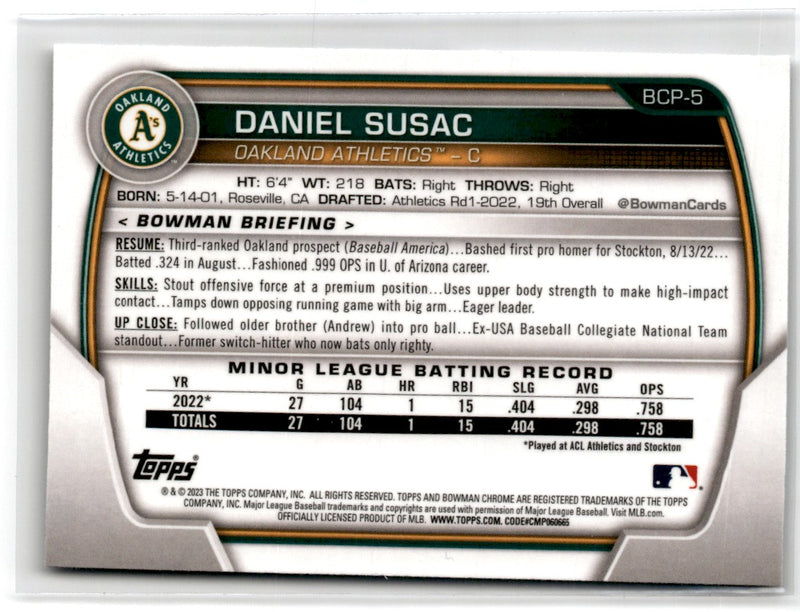 2023 Bowman Chrome Prospects Daniel Susac