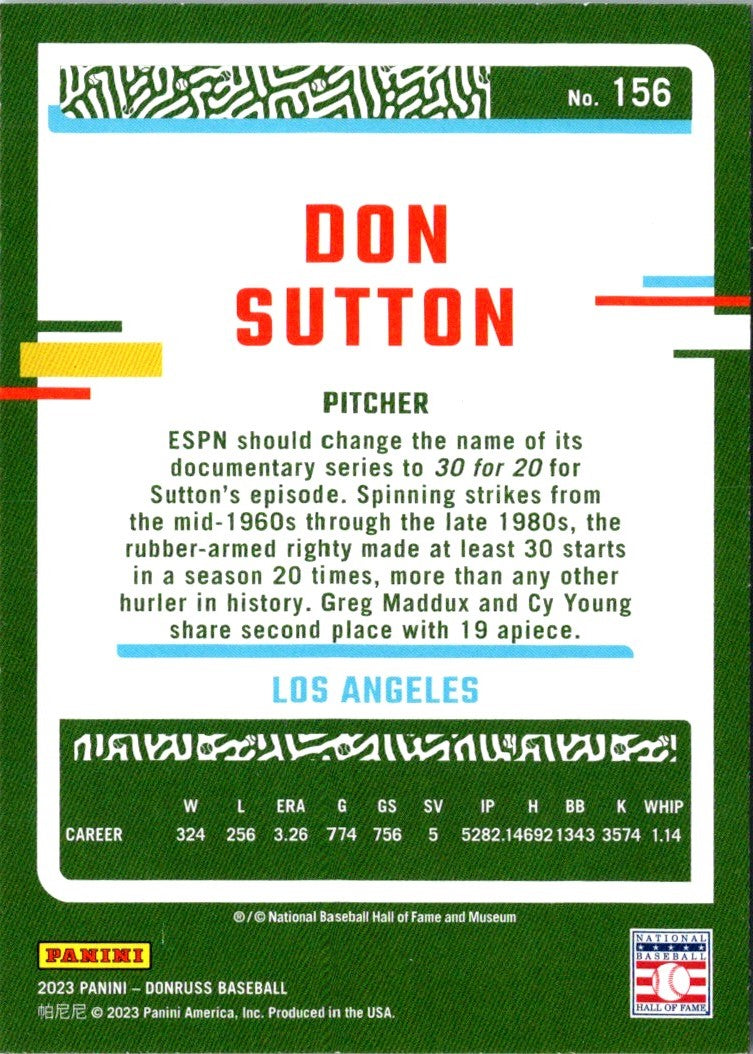 2023 Donruss Holo Blue Don Sutton