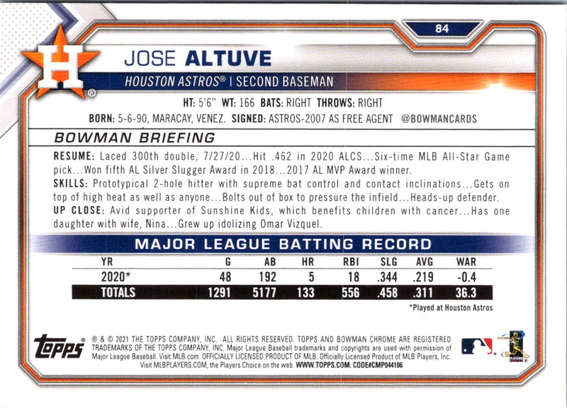 2021 Bowman Jose Altuve