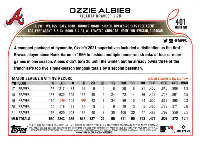 2022 Topps Ozzie Albies