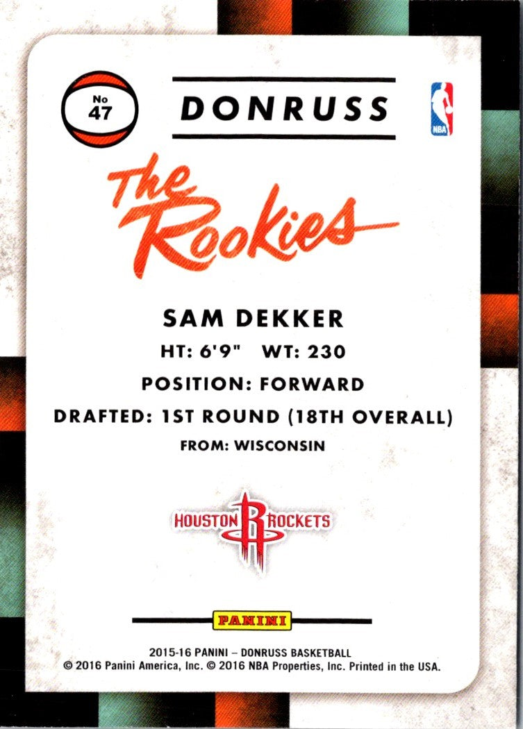 2015 Donruss The Rookies Sam Dekker