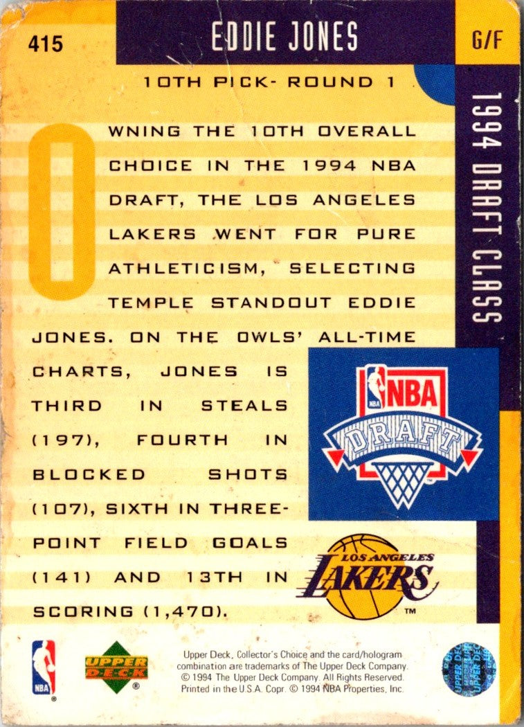 1994 Collector's Choice Spanish Gold Signatures Eddie Jones