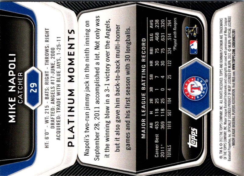 2012 Bowman Platinum Mike Napoli