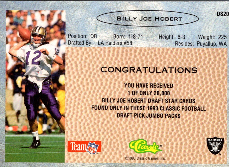 1993 Classic Draft Stars Billy Joe Hobert