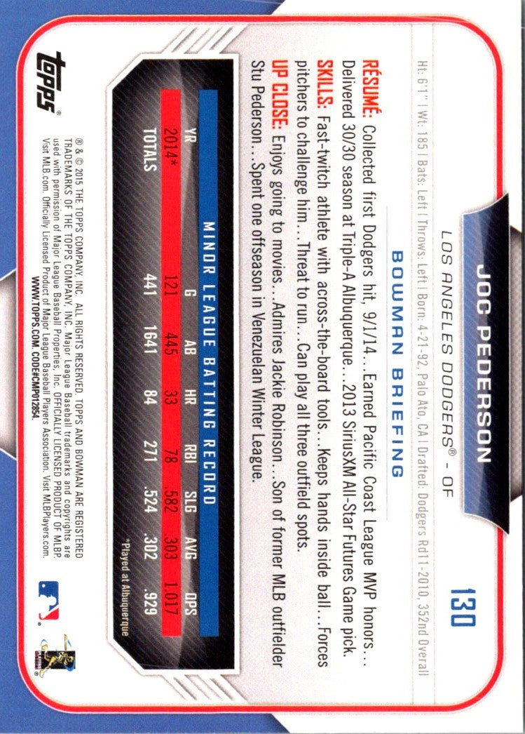 2015 Bowman Joc Pederson