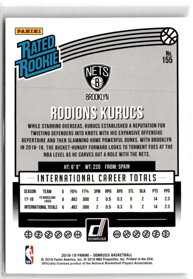 2018 Donruss Rated Rookies Rodions Kurucs